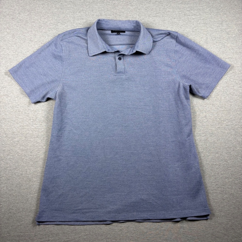 Unbound Merino Polo Large Blue Short Sleeve Pique Wicking Performance